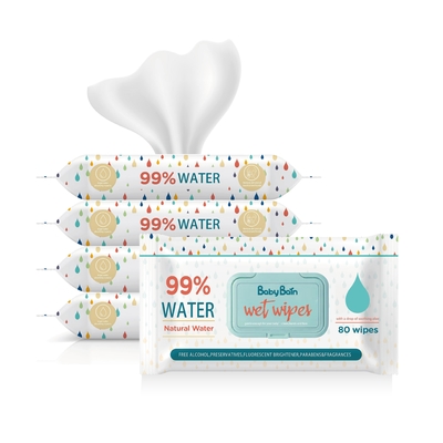 Het beschikbare Zachte Eco-Natte Babywater veegt Schoonmakende 80PCS-Zakkenoem GSM af afveegt