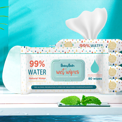 Het beschikbare Zachte Eco-Natte Babywater veegt Schoonmakende 80PCS-Zakkenoem GSM af afveegt
