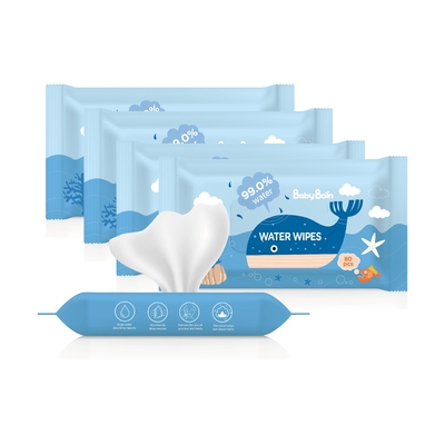 80PCS de zuivere Natte Water Organische Baby veegt Biologisch afbreekbare niet Geweven Stof Unscented af