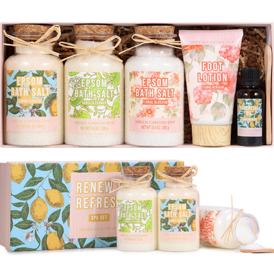 8pcs badzoutgift met Argan Oil Bath Bombs Wooden-het Zout dat van Lepelepsom wordt geplaatst