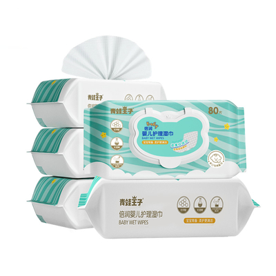 Het organische 80 PCs-Beschikbare Schoonmakende Natte de Babyweefsel van het Baby Zuivere Water veegt af